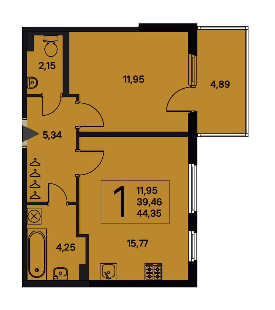 1-комнатная квартира 39.46 м², 1/5 эт., ЖК «Новое Сертолово. Гармония»